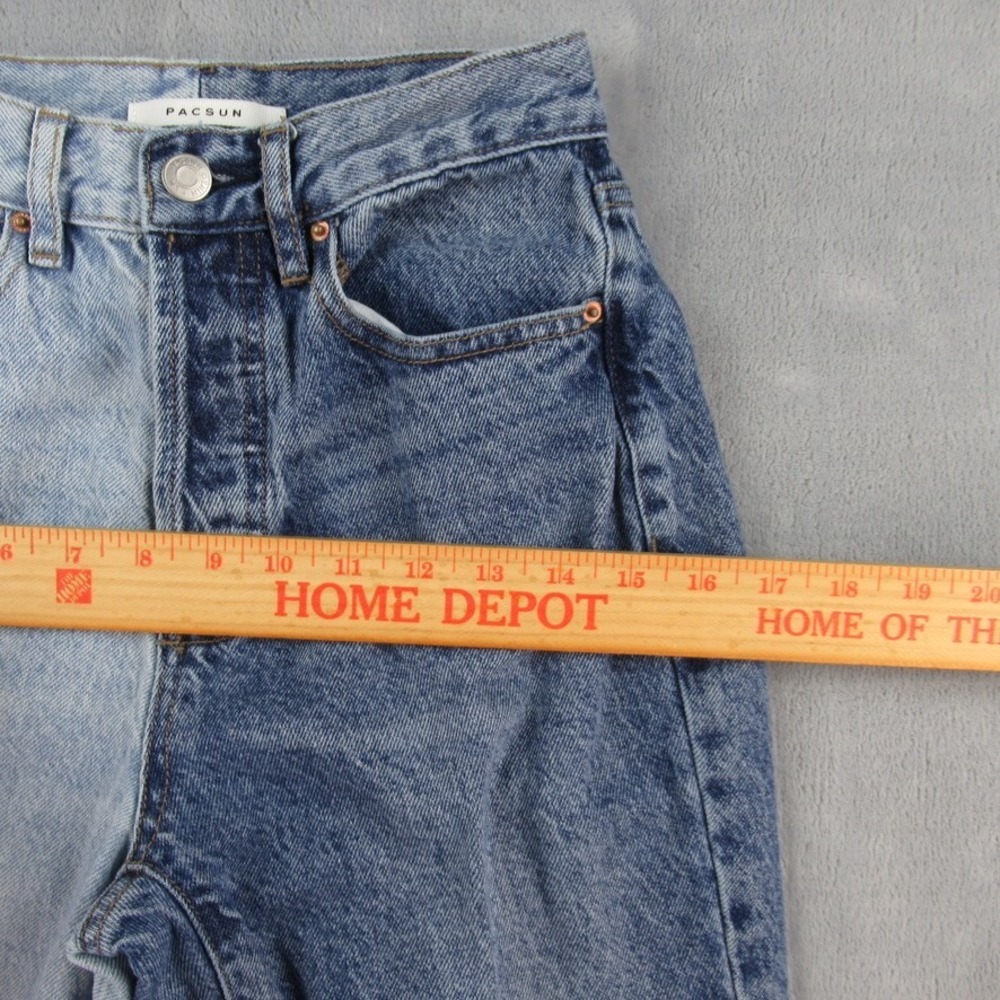 PacSun Two Tone Colorblock Dad Jean High Waisted Blue Denim Size 24 RN090233 - Picture 4 of 13